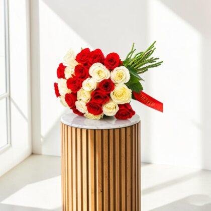 Wholesale Red&White Roses-Lxf-1367