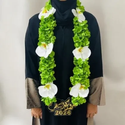 Green & White Flower Necklace-LXF-1963